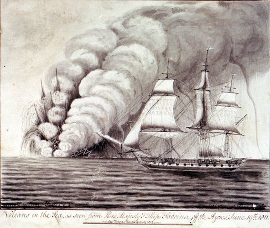 Гравюры XIX века с извержением, родившим остров-призрак Сабрина